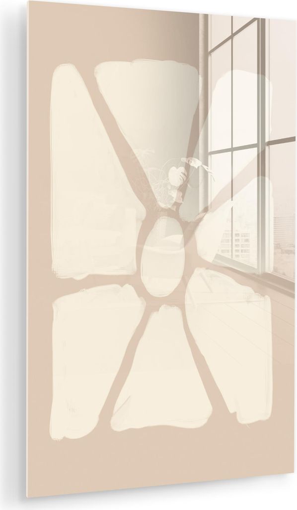 MuchoWow Glasbilder - Bilder auf Wandbild - Foto auf Glas Blumen - Pastell - Beige - Kunst 20x30 cm Wanddekoration aus Glas - Acrylglasbild - Acryl...