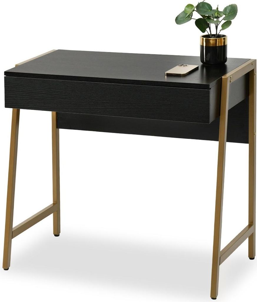 Schreibtisch mit Schublade ARGI – golden/schwarz