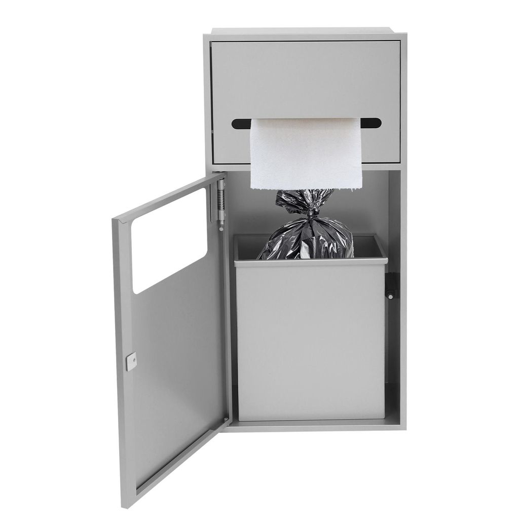 Einbaumülleimer Edelstahl für Duschbad Toiletten Unterputz Abfallbehälter Silber 28*13,5*60cm
