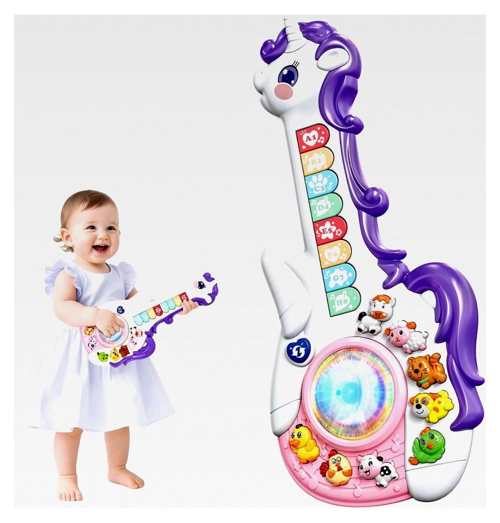 Einhorn Musikspielzeug für Babys ab 1 Jahr, Interaktives Lernspielzeug mit Licht und Ton, Gitarrenspielzeug für Kleinkinder von 12 bis 18 Monaten...
