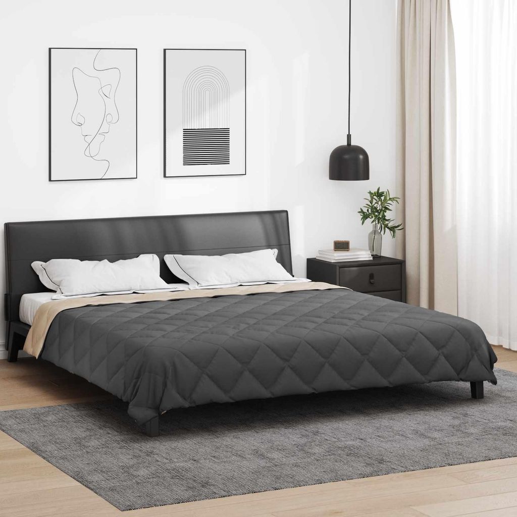 "Schlussverkauf" Sommerdecke moderne - Extra weich - Anthrazit und Taupe 220x260 cm Mikrofaser C6250