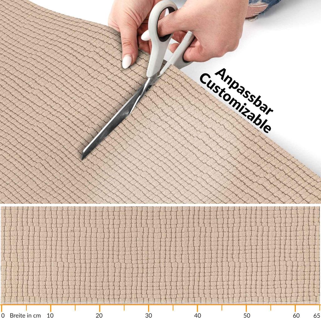 Flurläufer Premium Küchenläufer Teppichläufer Textil WILSON Beige Mosaik Robust Breite 67cm Länge 300cm