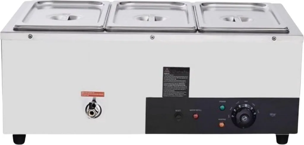 Chafing Dish en Inox 26L avec Robinet de Vidange et 3 Récipients