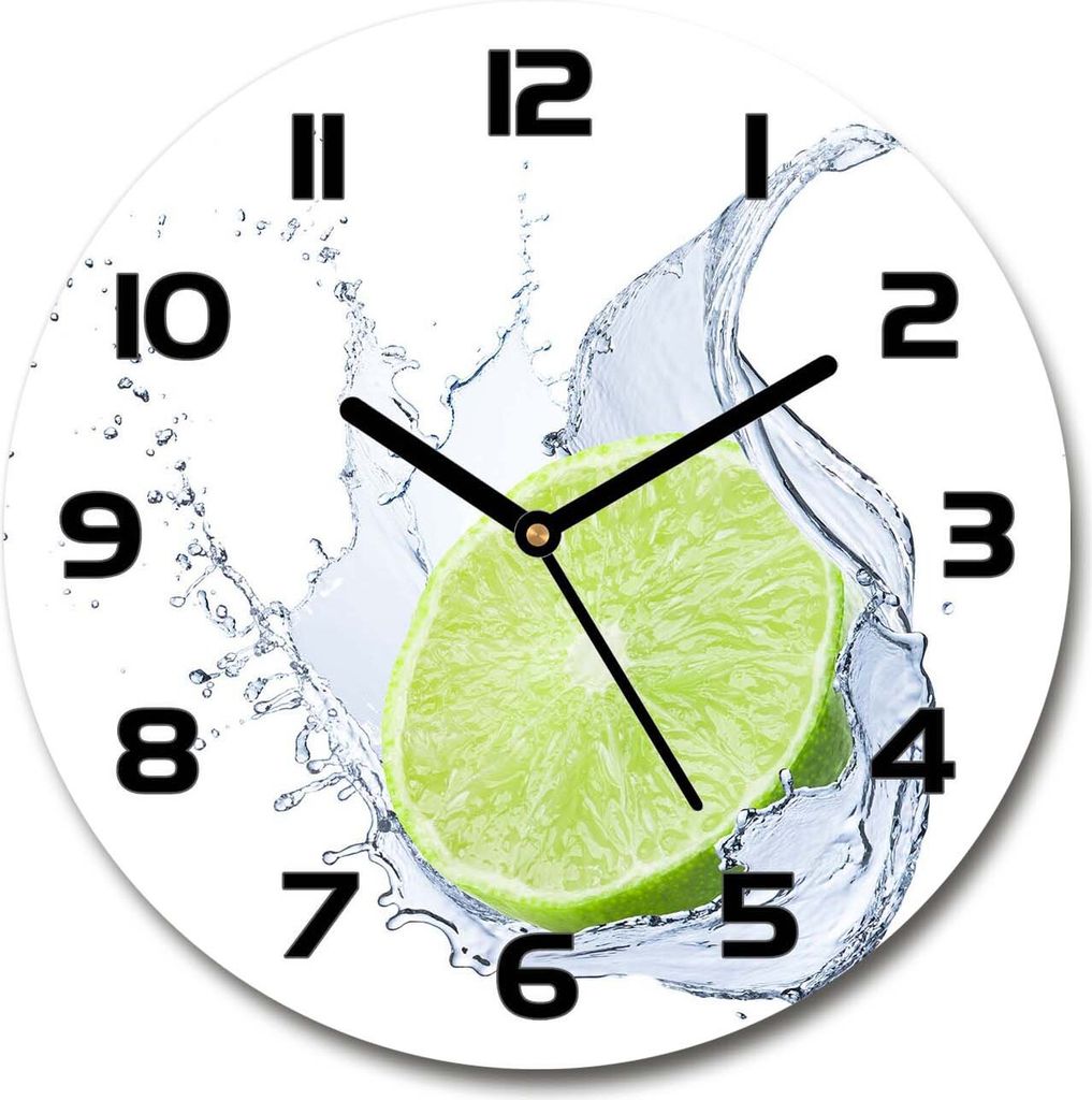 Wanduhr aus Glas 30fi Glasbild Glasuhr Gehärtetes Glas - schwarze-zeiger - Lime