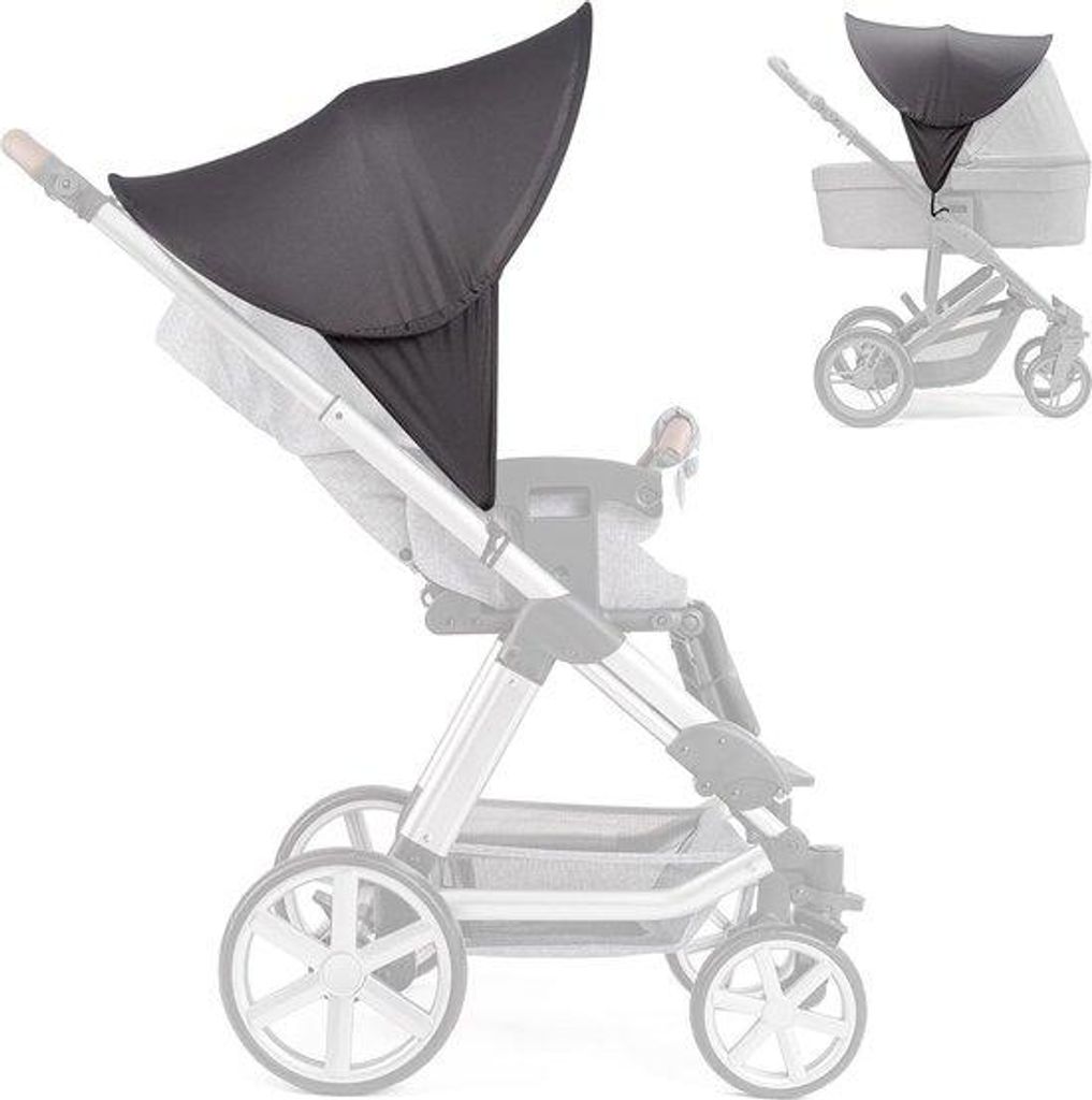 Universeller Kinderwagen-Sonnenschutz, XL Pop-up-Dach, UV 40+, dunkelgrau