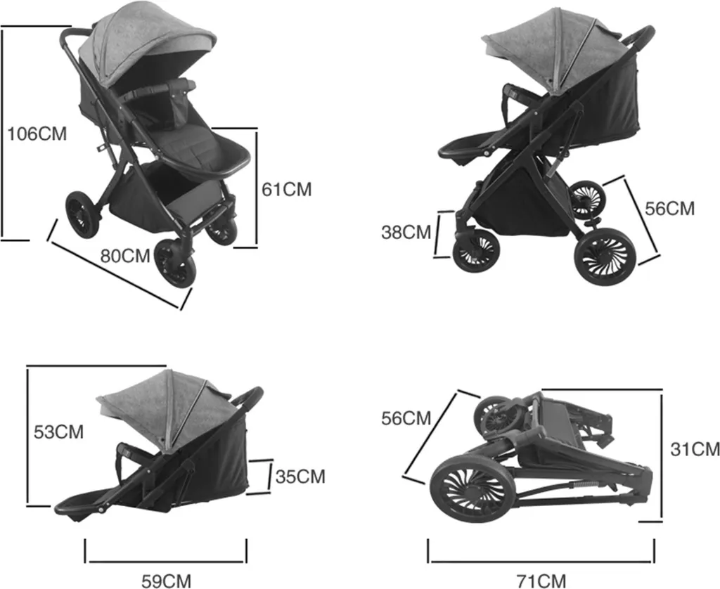 Poussette de sport Aga Noir/Bleu pour courir avec bébé en ville ou parc
