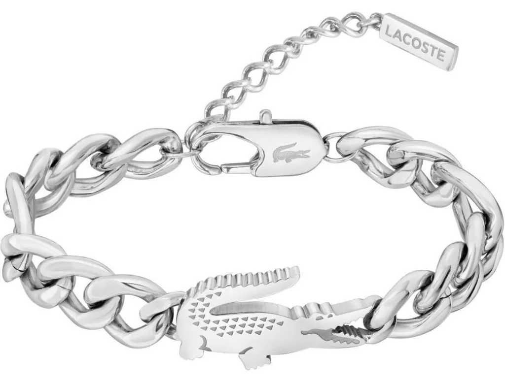 Bracelet Lacoste Argent Collection Crocodile avec Pendentifs Fixes Unis