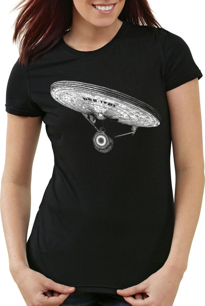 style3 NCC-1701 Anflug Damen T-Shirt trekkie trek, Größe:M