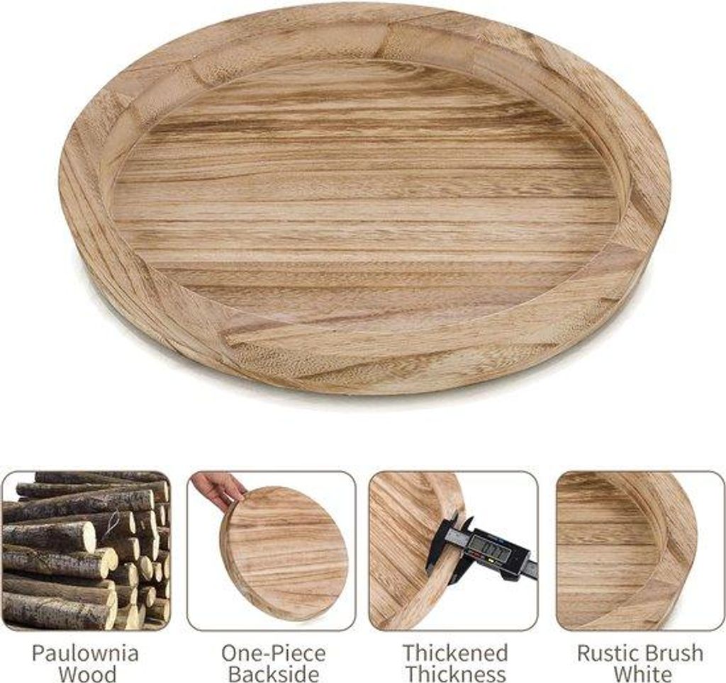 Rustikales Holztablett klein rund für Dekoration