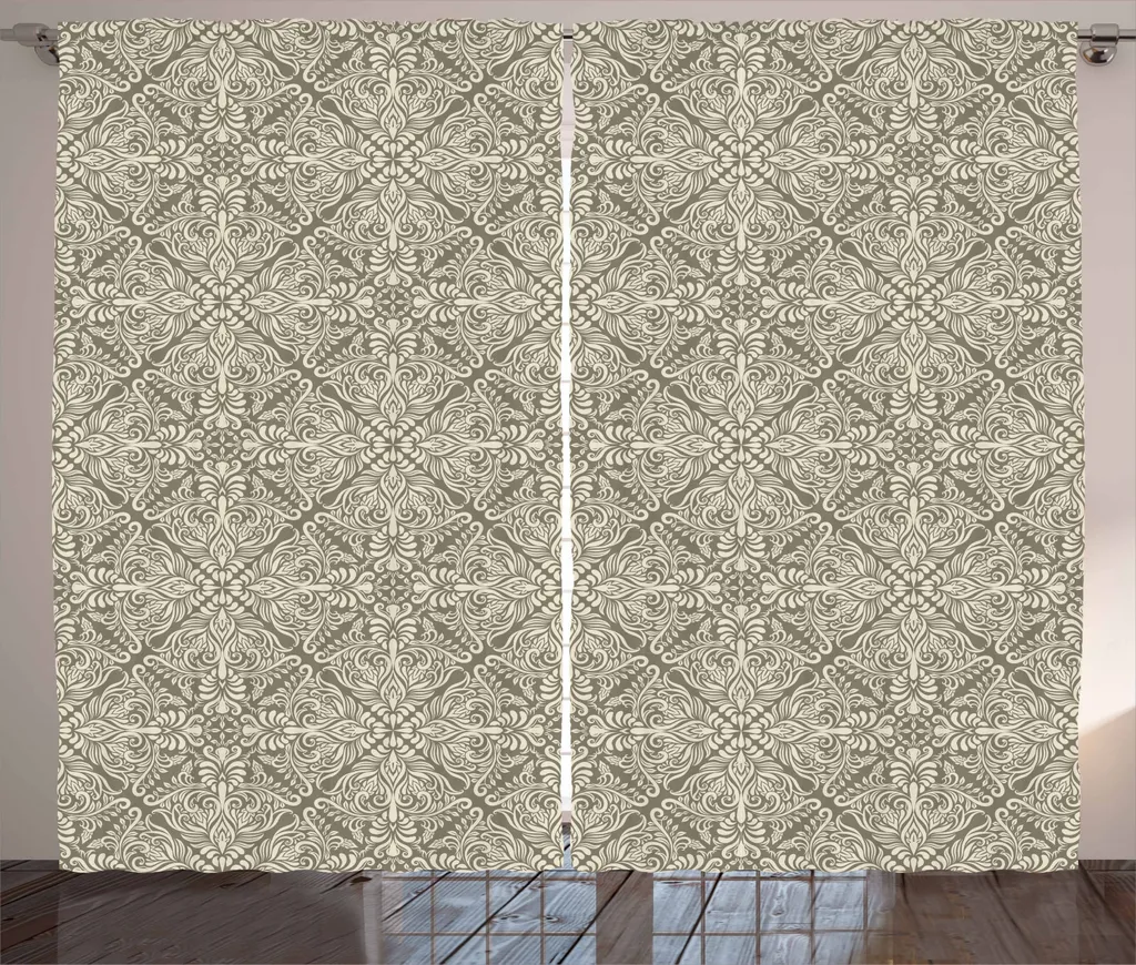 Tenda Rustica ABAKUHAUS 280x225cm | Damasco Floreale Beige e Tortora