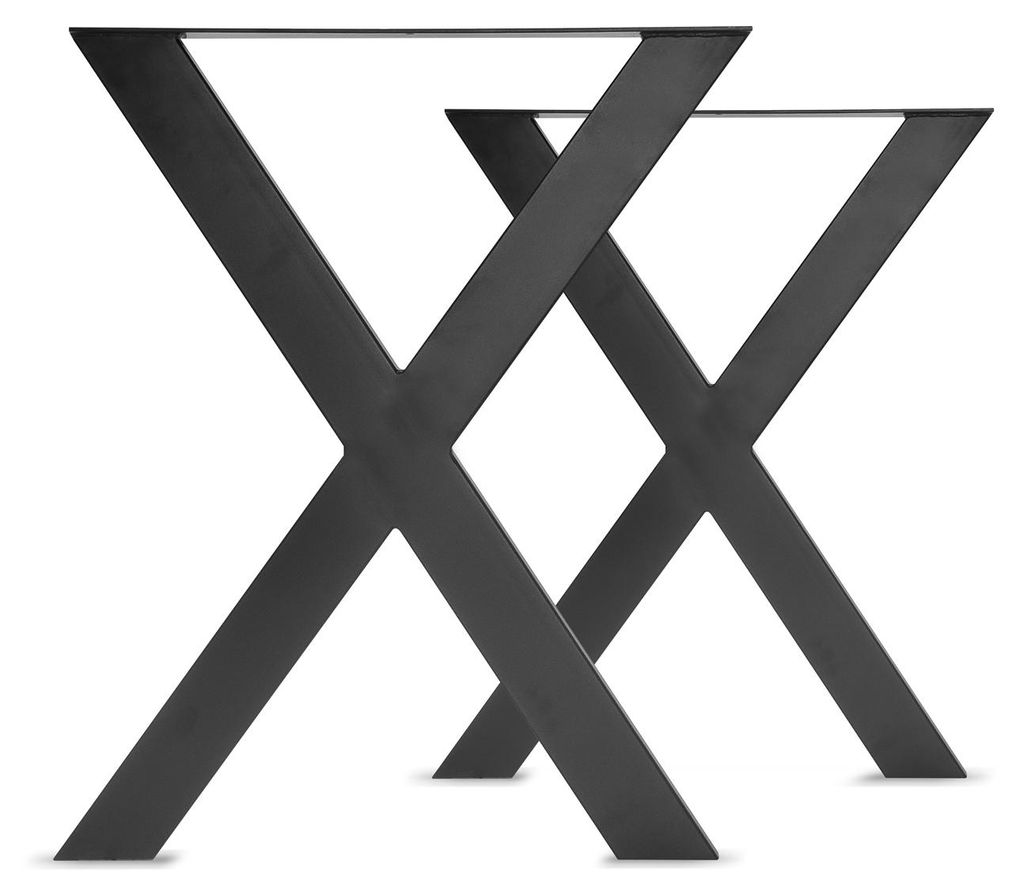X-SHAPED - Satz mit 2 pulverbeschichteten Tischføøen aus Stahl in X-Form. Schwarze Farbe. Høhe vom Boden 71cm