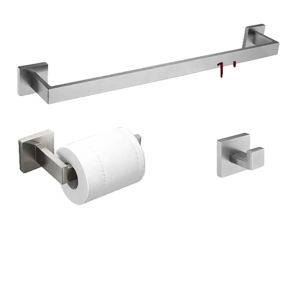 Badezimmerzubehör, gebürstete Stahloberfläche, SUS304 Edelstahl, 600mm 1bar 3-teiliges Set