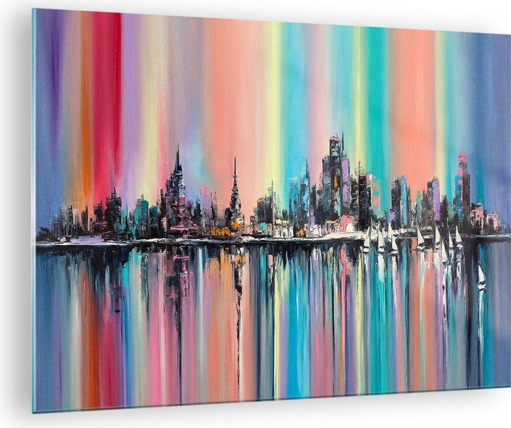 Bilder auf glas - Stadt Aussicht Wasser - 70x50cm - Glasbilder - Wandbilder - Kunstdruck - zum Aufhängen bereit - Wanddekoration aus Glas - Glas B...
