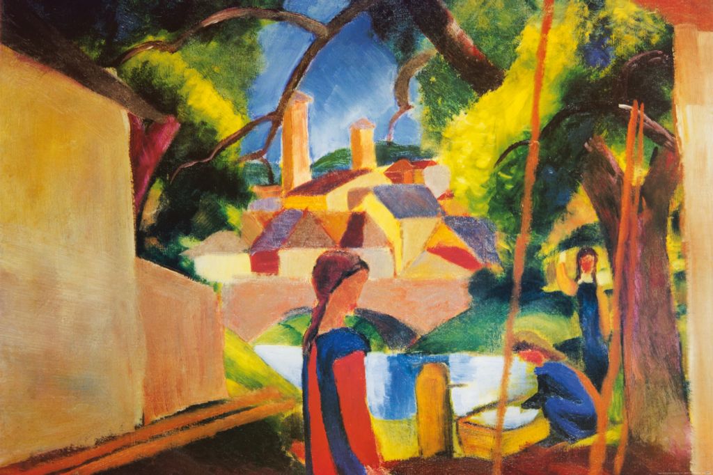 August Macke Kunstdruck Bild - Kinder Am Brunnen, 1914 (80 x 120 cm)