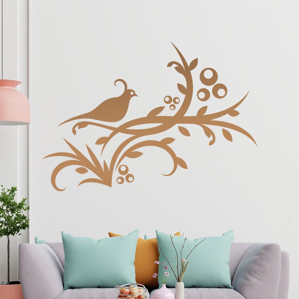 Vogel Ranke Blüte Wandtattoo in 6 Größen - Wandaufkleber Wall Sticker - Dekoration, Küche, Wohnzimmer, Schlafzimmer, Badezimmer