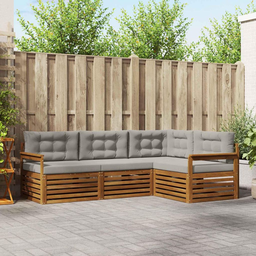 "2026 Aktion"Outdoor-Sofagarnitur - CLORIS - Balkonmöbe/Sitzgruppe - mit Kissen 13 pcs - Moderne Design - Natürlich und Hellgrau - Gartensofas Pr...