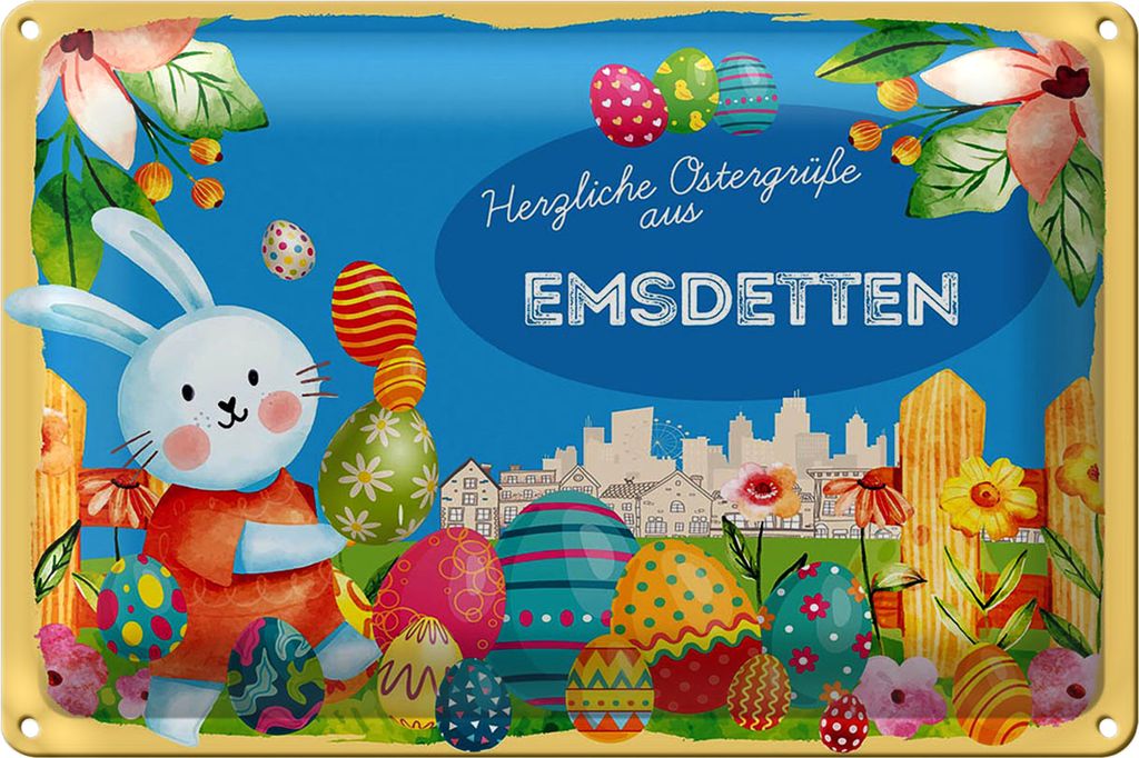 Blechschild Ostern Ostergrüße 40x30cm EMSDETTEN