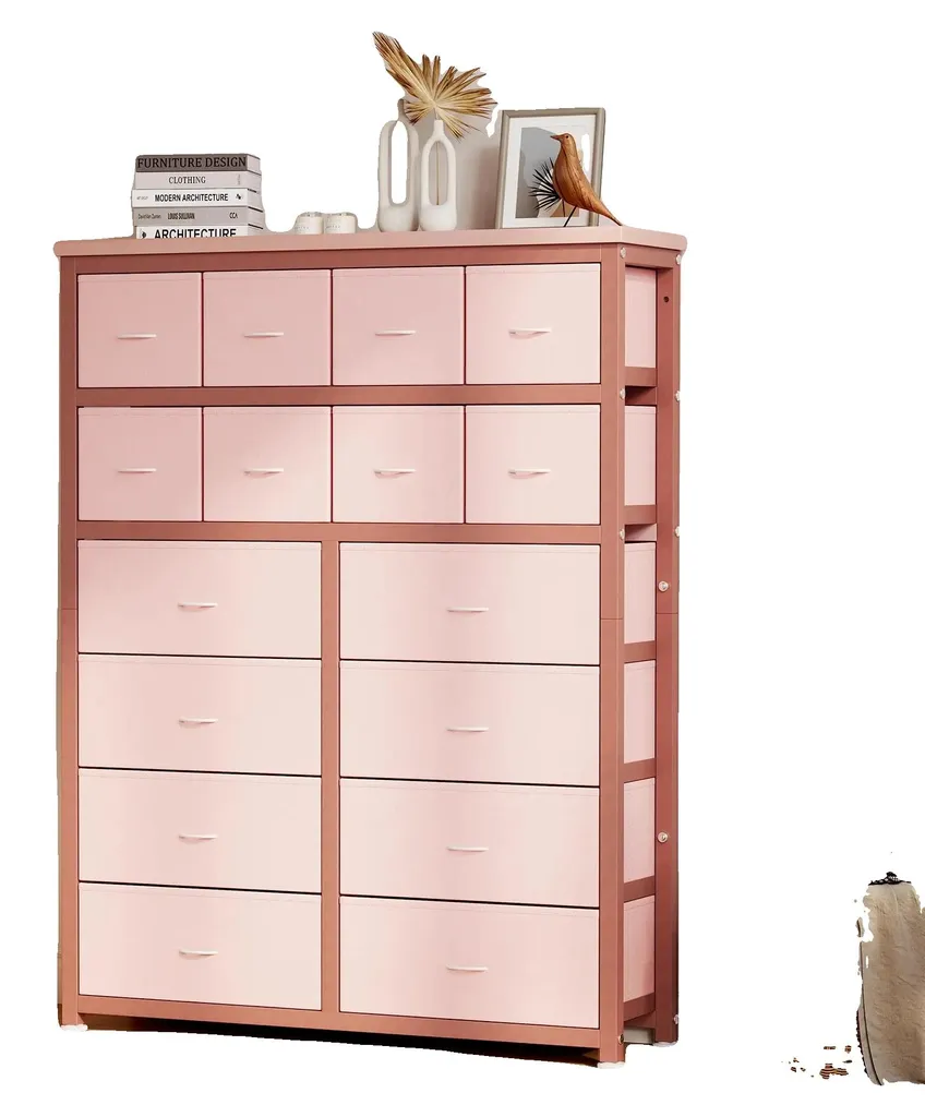 Rangement cosmétique rose 16 tiroirs pour optimiser votre coiffeuse
