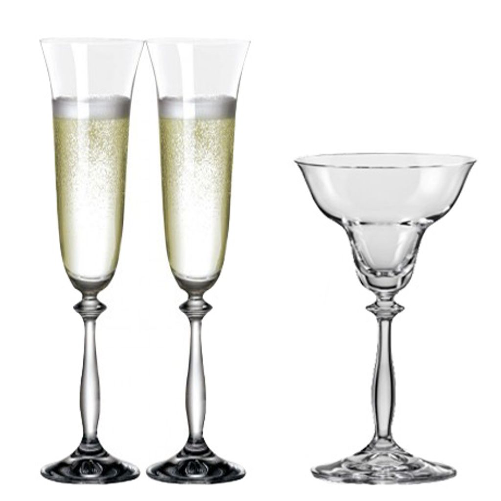 Sektgläser Sektglas Kerzenleuchter Kristallglas Angela, 3er Set 190 ml Bohemia Crystalex