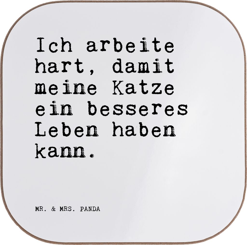 Mr. & Mrs. Panda Untersetzer für Gläser Ich arbeite hart, damit... - Weiß - Geschenk, Tischuntersetzer, Tassen, Herrchen, Holzuntersetzer, bieru...