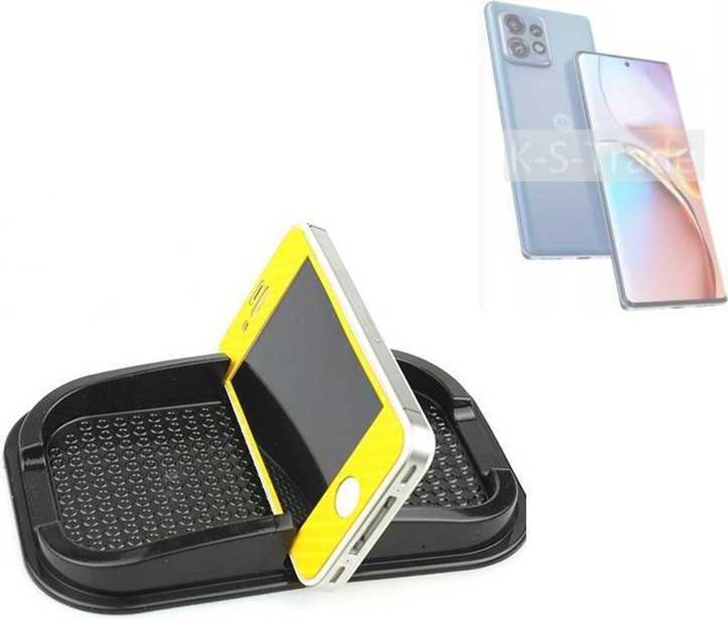 K-S-Trade Auto Anti Rutsch Matte Smartphone-Halter kompatibel mit Motorola Edge 40 Pro Haft Pad Armaturenbrett Handy-Halterung Silikon