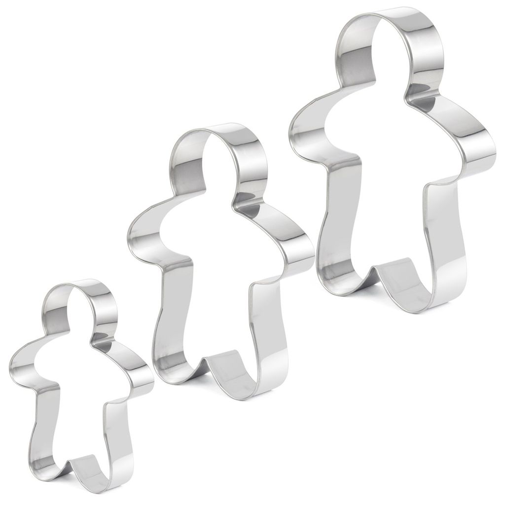 TRIXES Lebkuchenmann-Ausstechform, 3-teilig – Keks-/Gebäckausstecher aus Edelstahl, 12,5 cm, 10 cm und 8 cm – Neue Lebkuchenmann-Ausstechformen