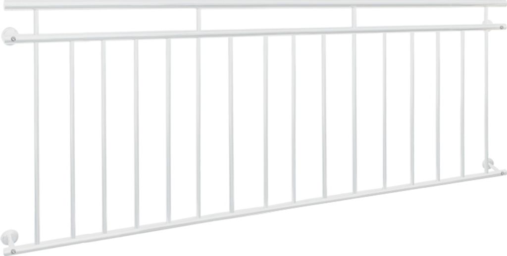 ECD Germany Französischer Balkon, 90x225 cm, mit 16 Füllstäben, Weiß matt und rau, Balkongeländer aus pulverbeschichtetem Stahl