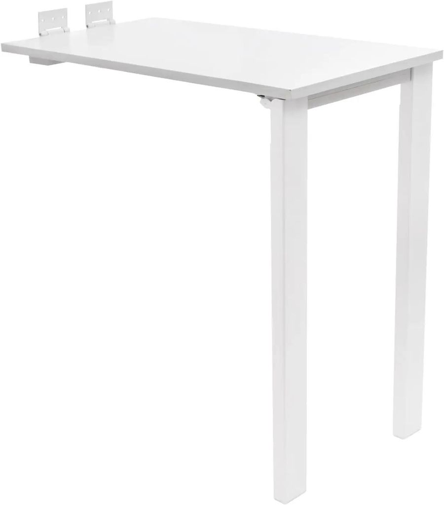 Wandklapptisch - Esstisch - Tischplatte 75 x 40 cm - L-förmige Konsole - Platzsparend - Holz - Weiß