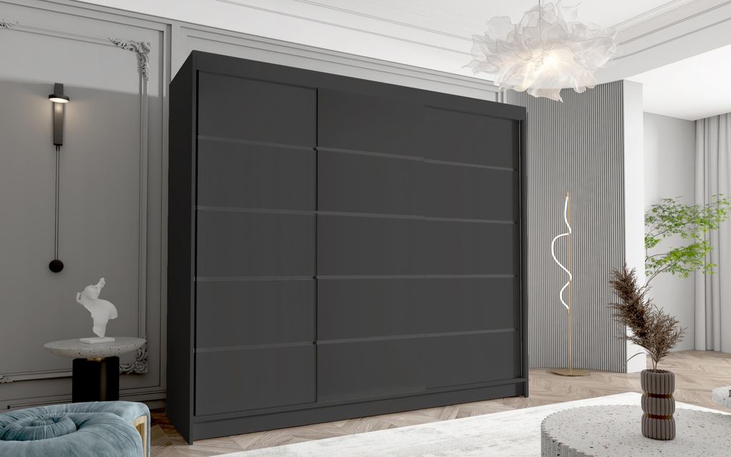 Kleiderschrank Netro VII 250 cm - Groß Schwebetürenschrank, Produktbild 