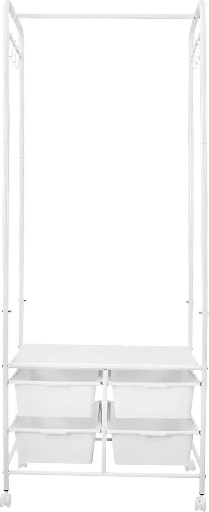 Porte-manteau blanc structure plastique 4 tiroirs rangement modulable