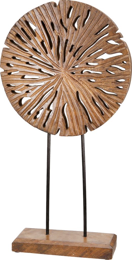 Gilde Standrelief, rund, "Scheibe", Mangoholz, braun, schwarz, VE 2, L. 8 cm, B. 24 cm, H. 47 cm Höhe: 47.00 cm Breite: 24.00 cm Tiefe: 8.00cm 55808