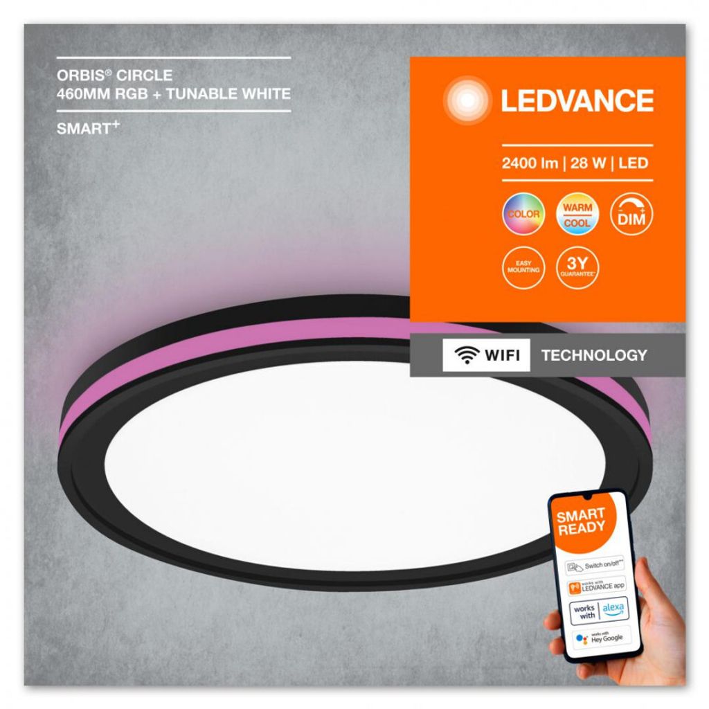 LEDVANCE SMART+ Orbis LED Deckenleuchte 46cm 28W Tunable White schwarz 4058075573833