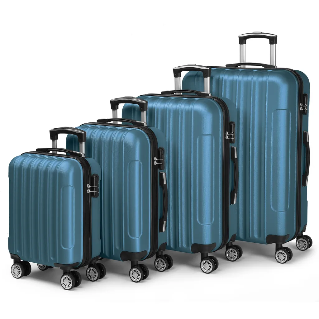 Valigia rigida da viaggio set valigie set trolley 4 pz. ABS blu pavone