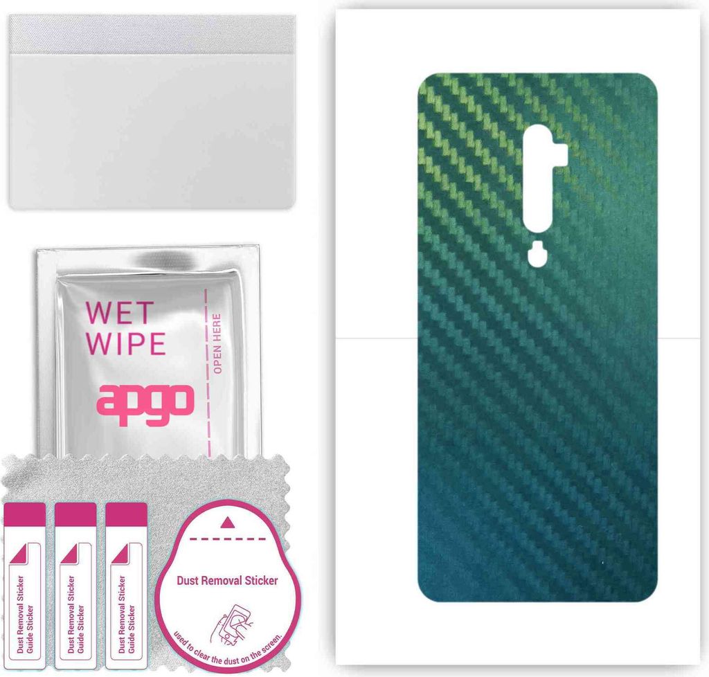 apgo Rückseite Schutzfolie, Skin, kompatibel mit Oppo Reno 5G, Hinten Displayschutzfolie aus Vinylfolie, kratzfest, einfache Montage - Kohlenstoff...