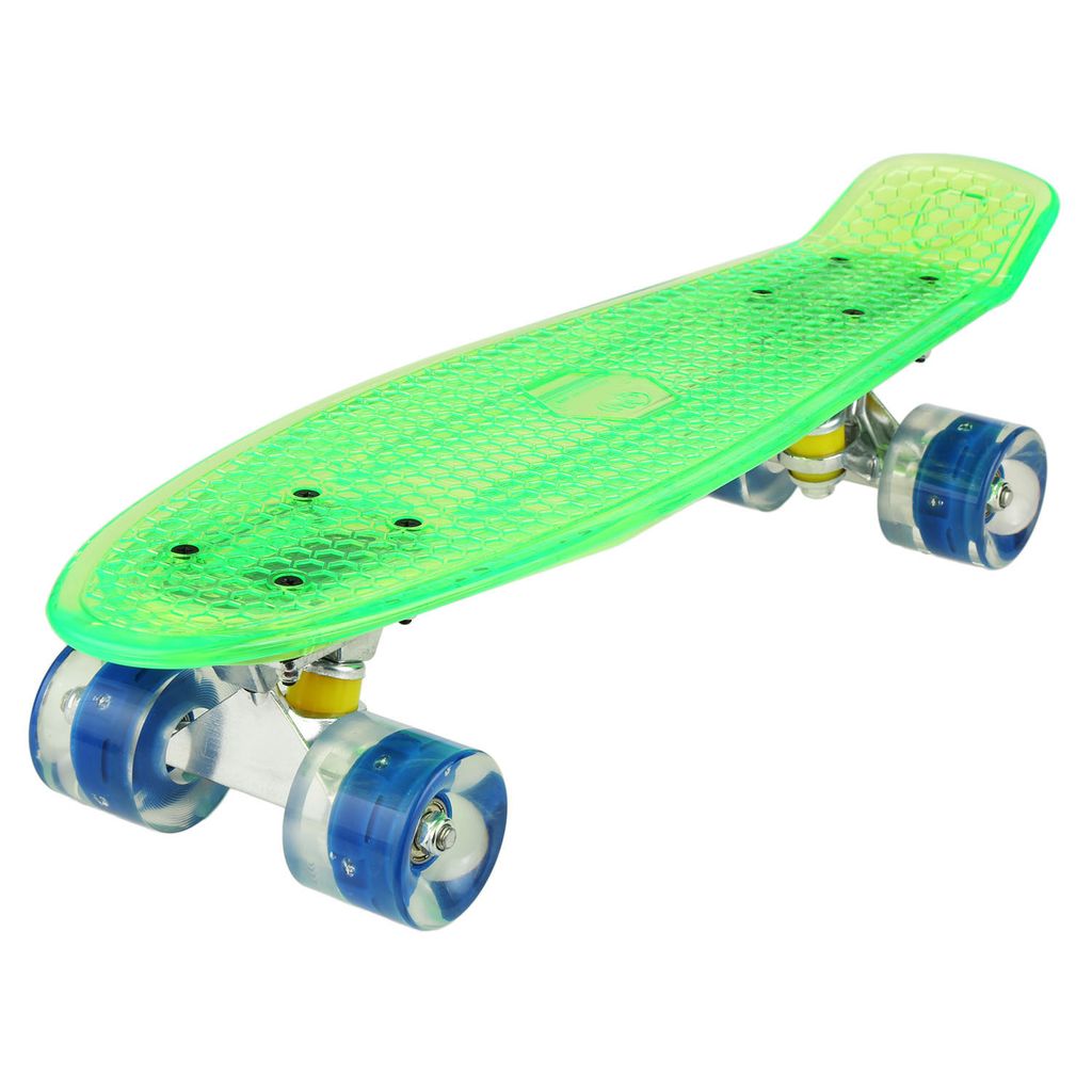 Skateboard Mini Cruiser board Rollbrett Retro-Board 55x14cm mit LED Leuchtrollen 