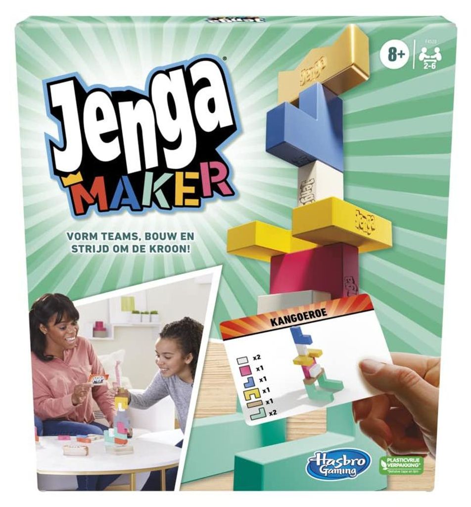 Hasbro Jenga Maker, Authentische Hartholzblöcke, Turmbauen, Spiel für Kinder ab 8 Jahren, Spiel für 2-6 Spieler