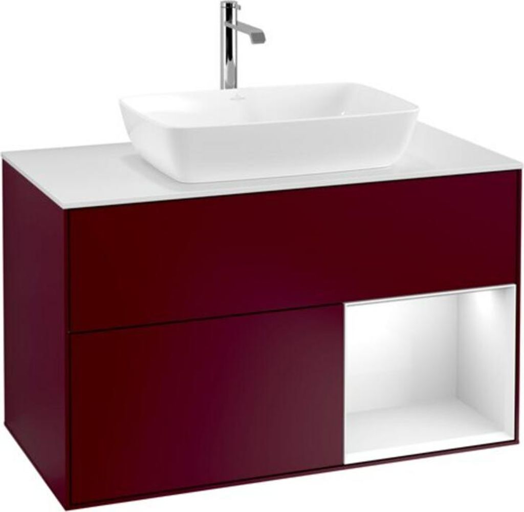 V&B Waschtischunterschrank Finion 100, Pl wh. m, Reg glo wh. Lac, Peo m