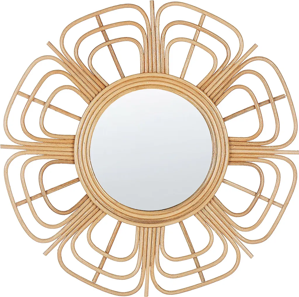 Miroir Soleil Rotin 60 cm Beige : Agrandissez votre Pièce avec Style Boho