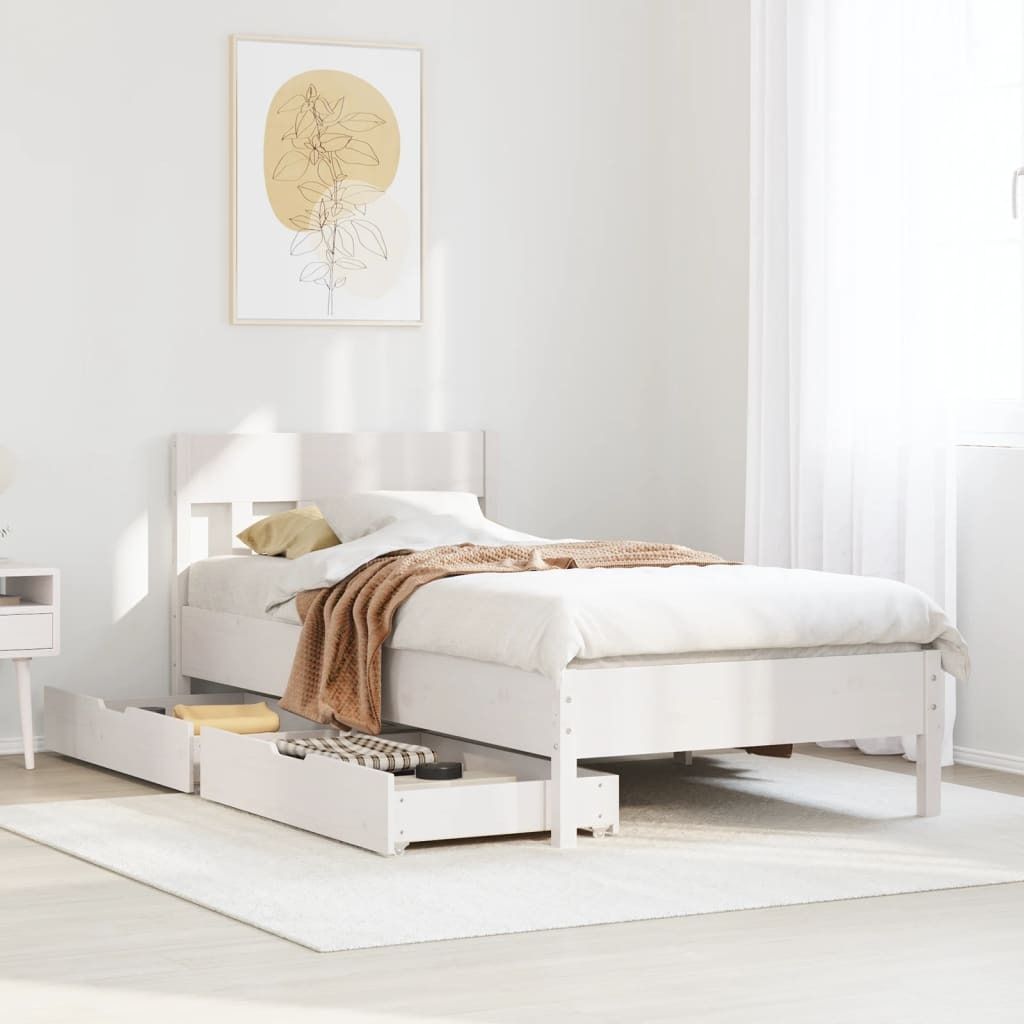 Maison Exclusive - Massivholzbett ohne Matratze Weiß 90x190 cm Kiefernholz