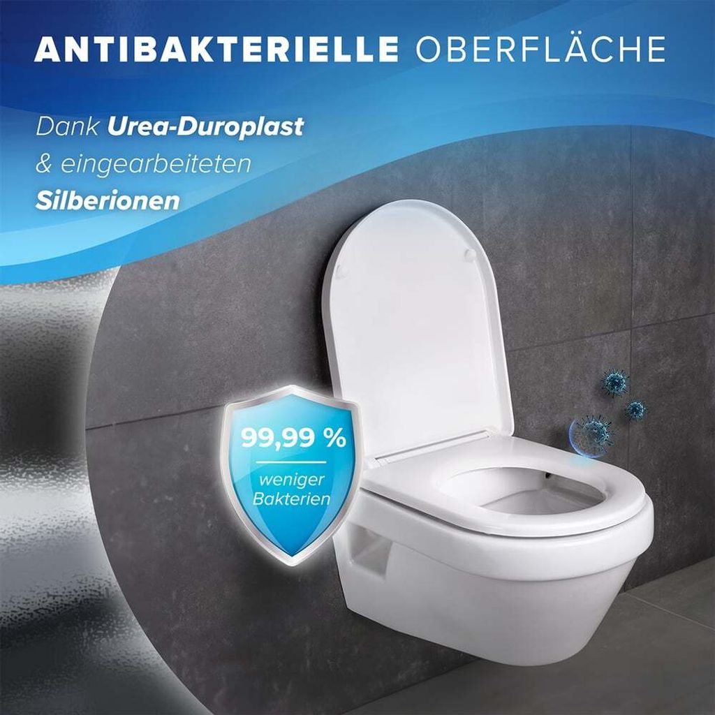 BENKSTEIN Premium Toilettendeckel - antibakteriell D-Form Produktbild 4
