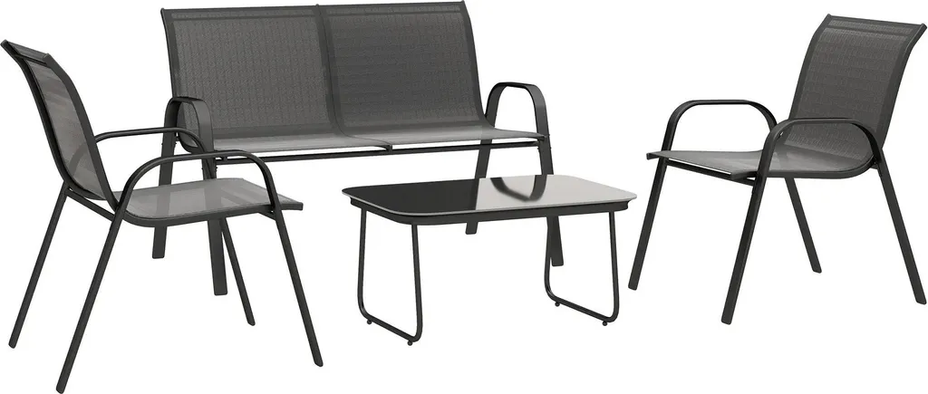 Ensemble de jardin 4 pièces noir résistant aux UV mobilier à monter soi