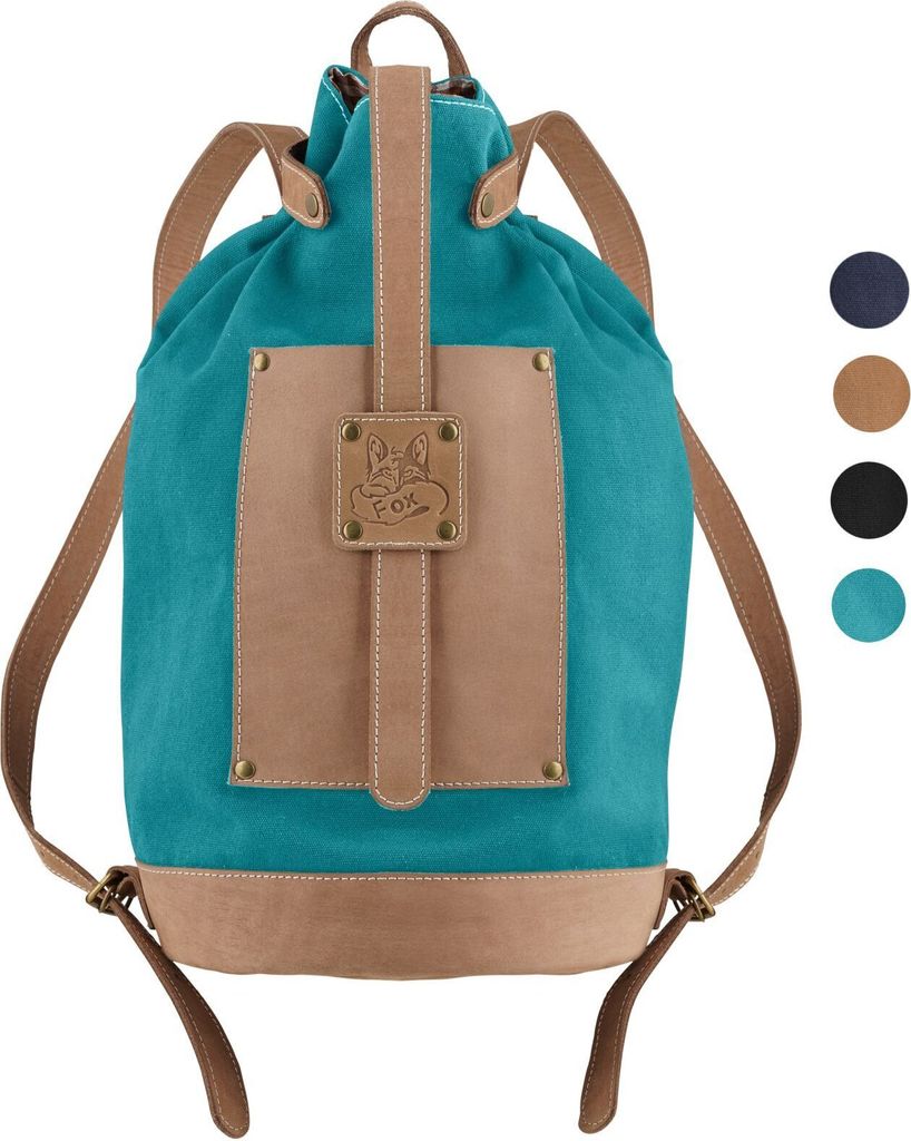 Oos Duffle City Leder Canvas Rucksack Aqua