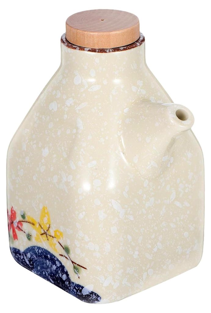 Keramik-Ölspender mit Deckel, Porzellan-Essigspender für die Küche, auslaufsichere Olivenölflasche, japanischer Sojasauce-Halter, praktischer G...