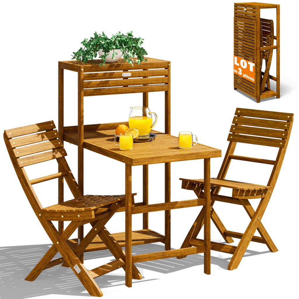 Casaria® Set da Balcone 2 Persone Resistente in Legno Immagine del prodotto 