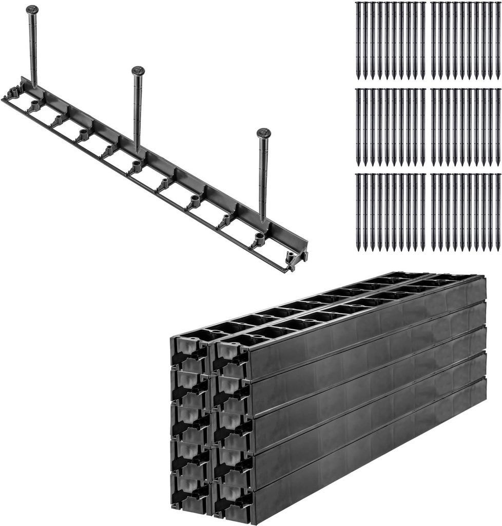 KADAX Rasenkante mit 60 Nägel "Raberg", Beeteinfassung aus Kunststoff mit Click-System, Schwarz, 45 mm, 20 Stück