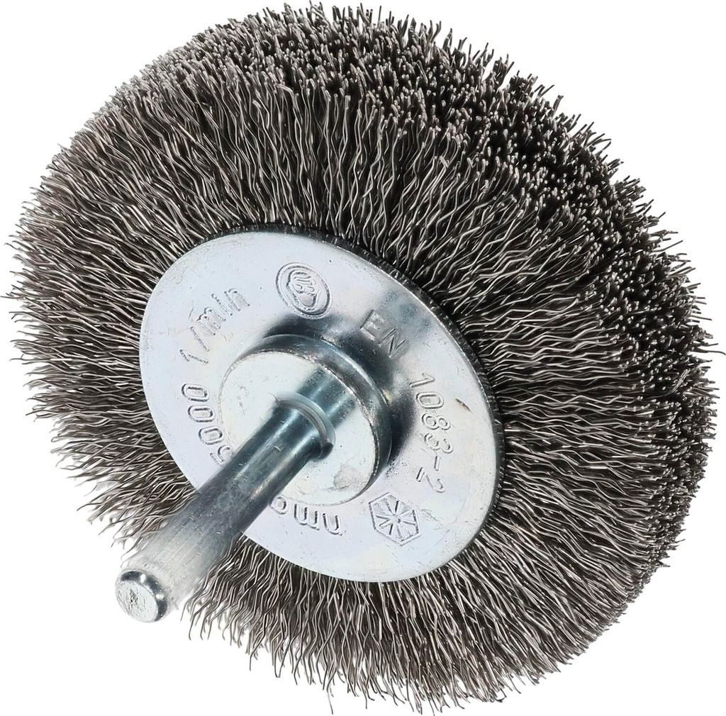 Osborn Drahtbürste für Bohrmaschine ø 70x18mm - Drahtbürstenaufsatz für schwer zugängliche Stellen - rostfreie Rundbürste mit Schaft, gewell...