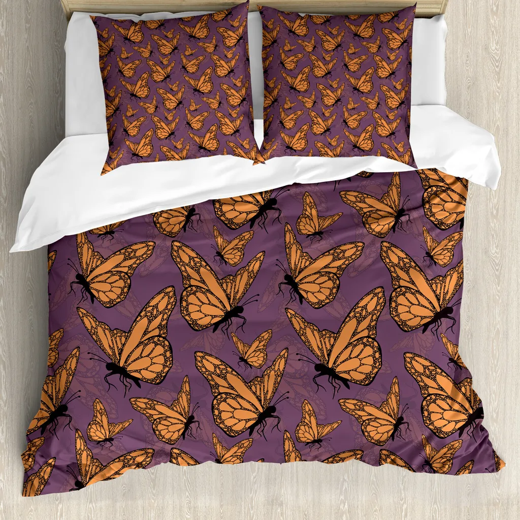 Housse de Couette Papillon Hypoallergénique 155x220 Aubergine Pâle