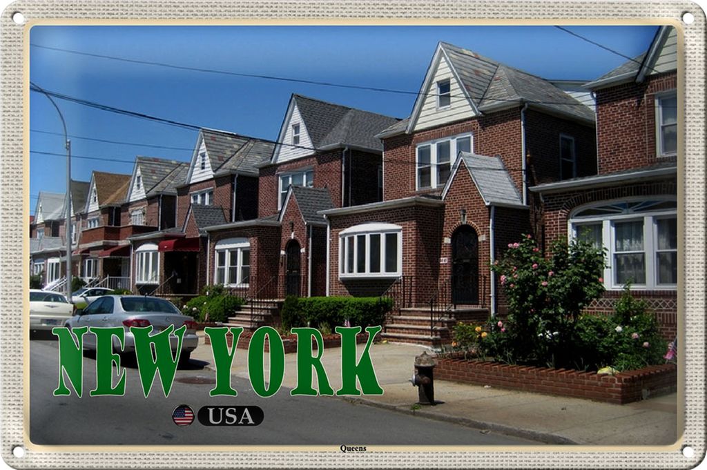 Blechschild Reise 18x12cm New York USA Queens Stadtbezirk