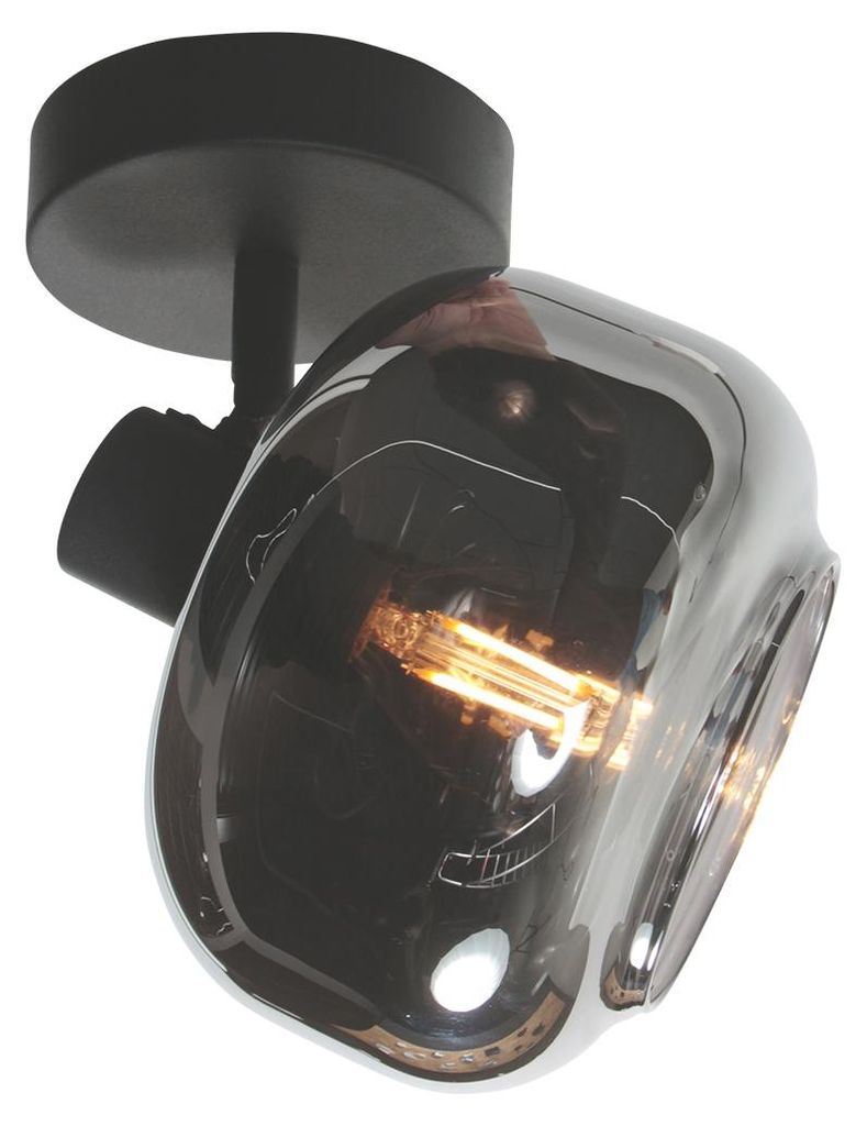 Mexlite - spot - Tenebris - schwarz - glas metall rauchglas - bettlampe - E14 - 4208ZW