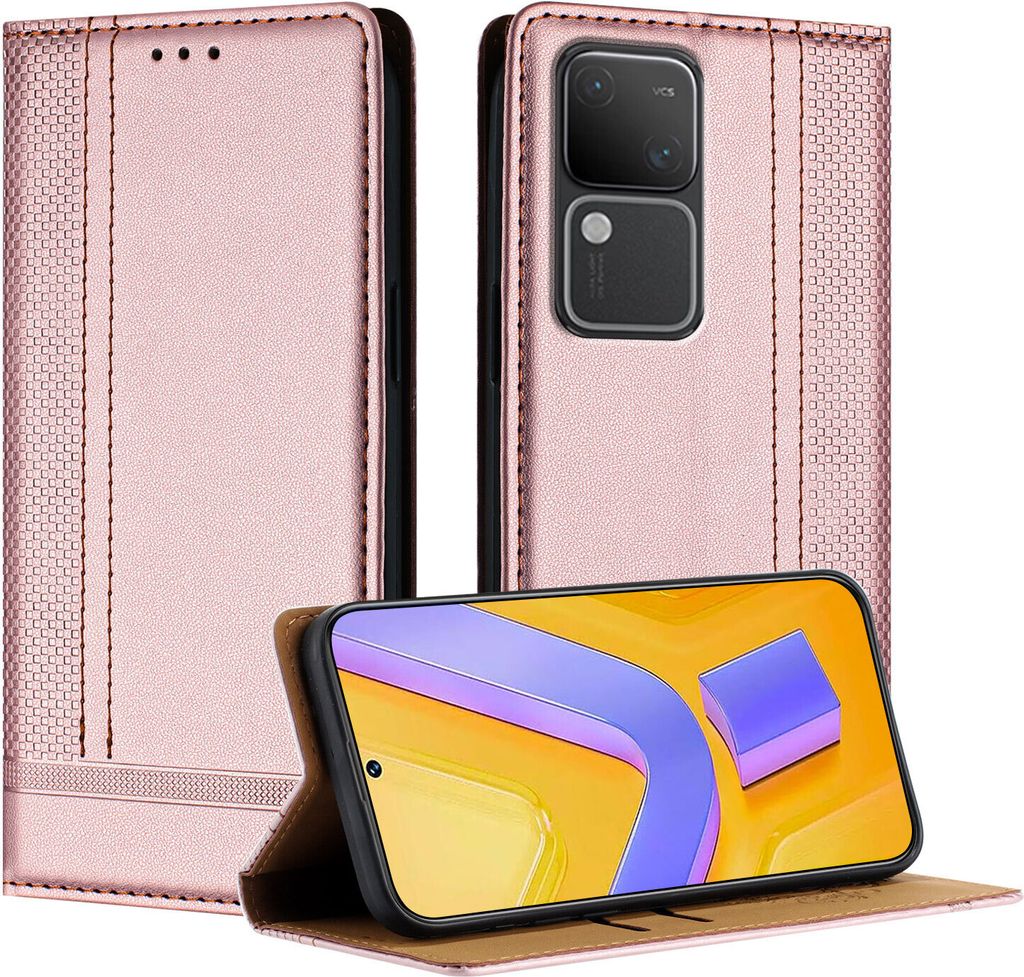 Handyhülle für Vivo S18 5G Leder Flip Klappbare Schutzhülle mit Standfunktion Pink